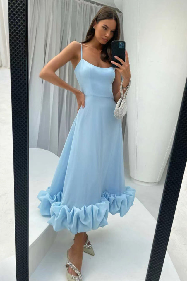 Flounce Bustier Midi Dress in Pink - View 7