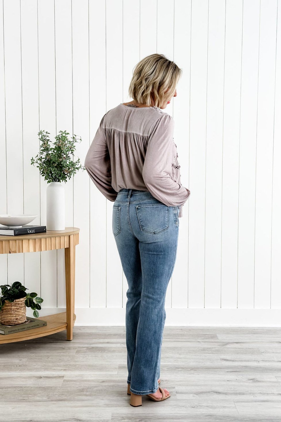 High Waist Flare Leg Stretch Denim Jeans 19