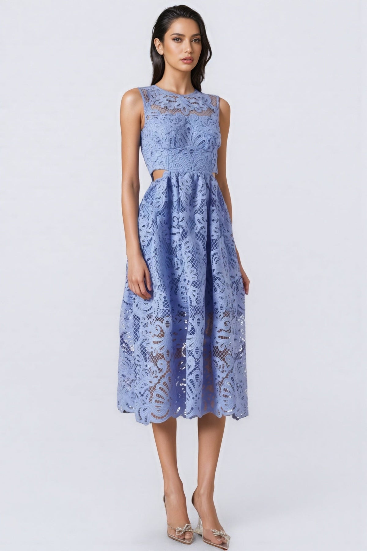 Martscn Cut-out Lace Midi Dress