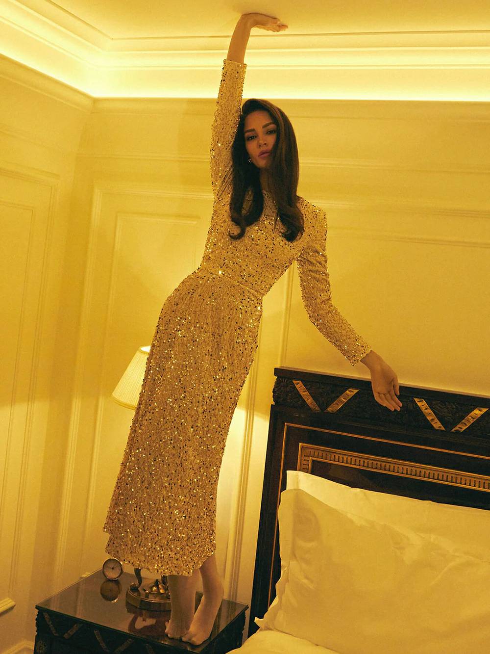 Sequin Long Sleeve Maxi Dress - View 5