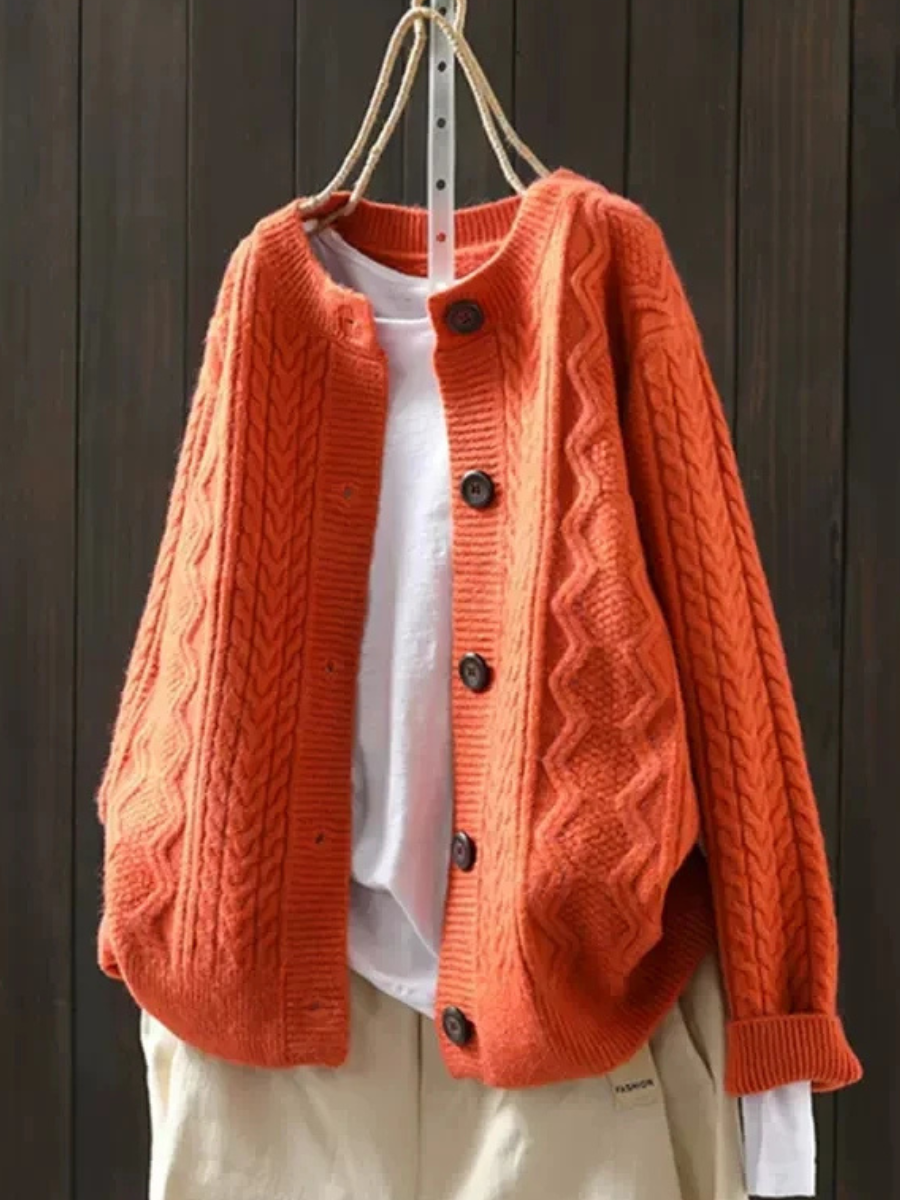 Crew Neck Cable Sleeve Drop Shoulder Sweater 5