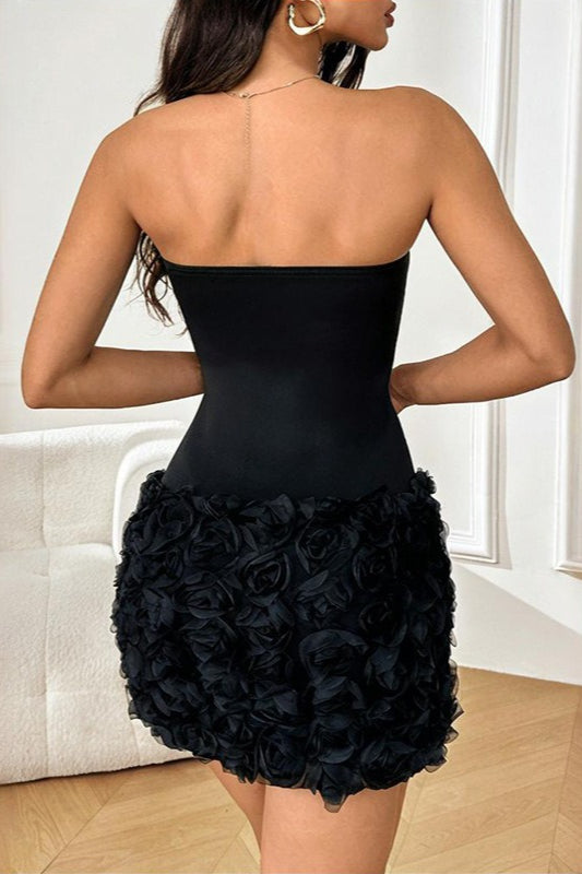 Strapless Sweetheart Bustier 3D Floral Bodycon Mini Dress - View 11