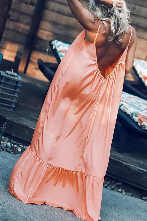 Spaghetti Strap V-Neck Tiered Ruffle Hem Maxi Dress - View 20