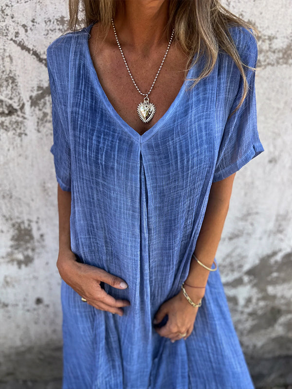 V-Neck Short Sleeve Textured Maxi Dress 12