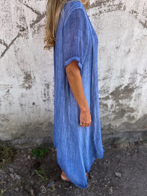 V-Neck Short Sleeve Textured Maxi Dress 10