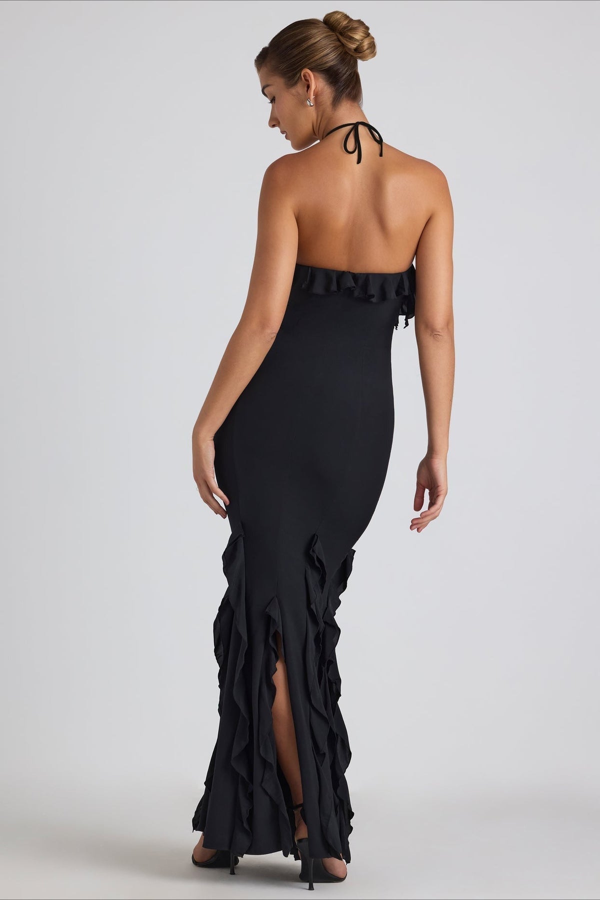 Halter Neck Ruffle Fishtail Mermaid Gown - View 11