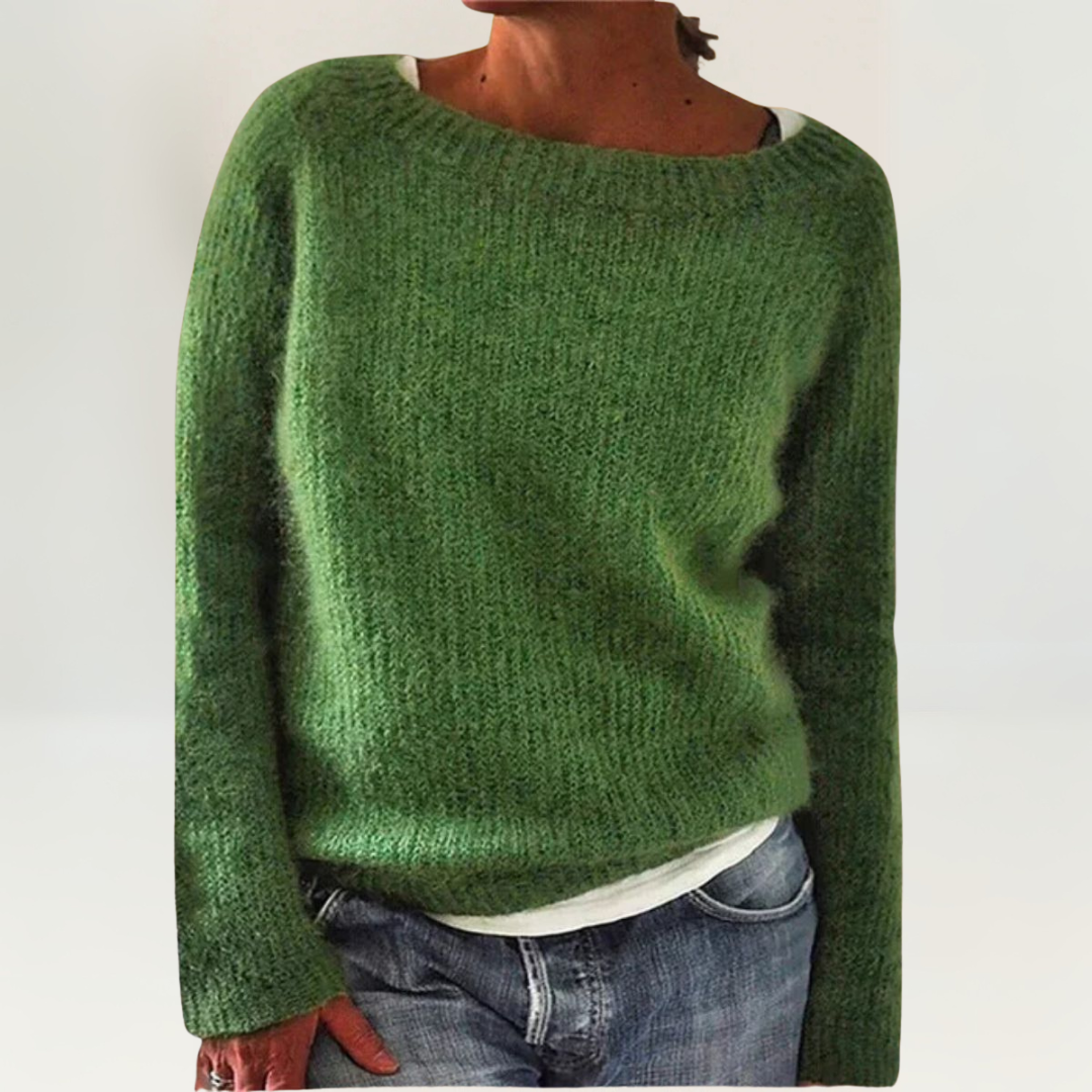 Boat Neck Long Sleeve Loose Knit Sweater 4