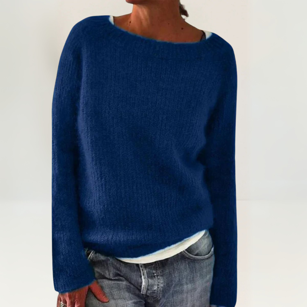 Boat Neck Long Sleeve Loose Knit Sweater 6