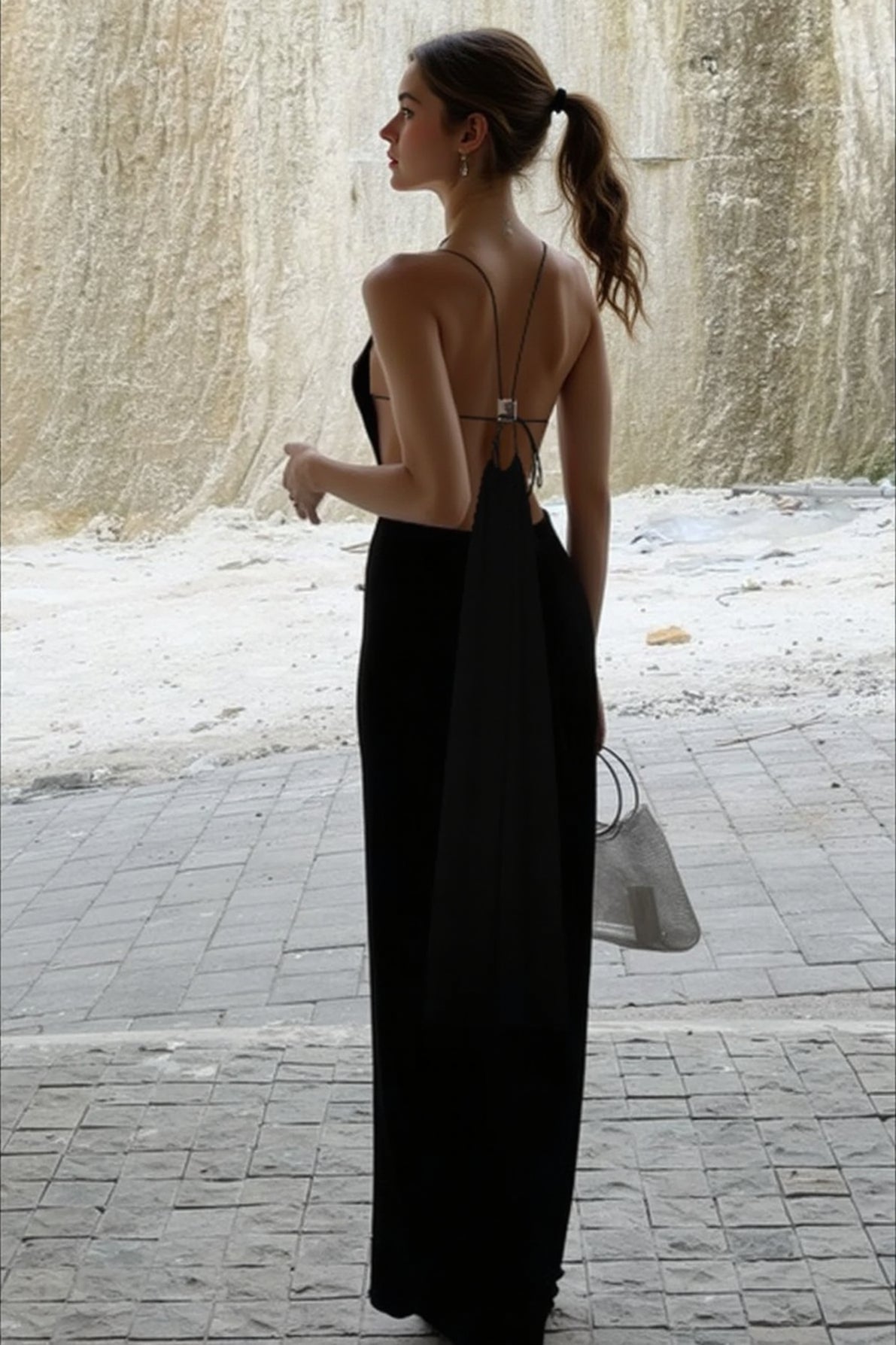 Deep V-Neck Backless Spaghetti Strap Bodycon Maxi Dress 3