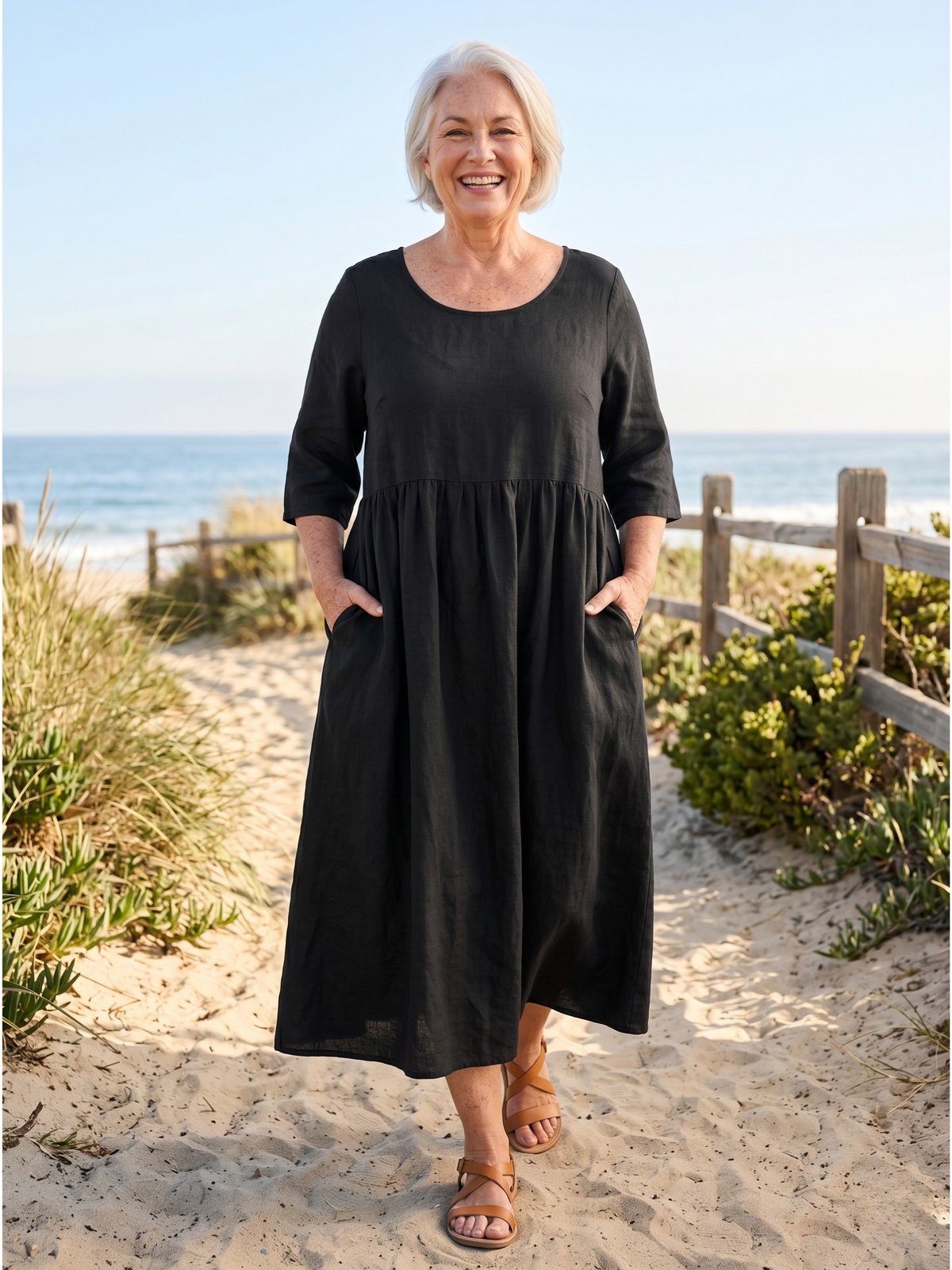Round Neck Half Sleeve Tiered Maxi Dress 5