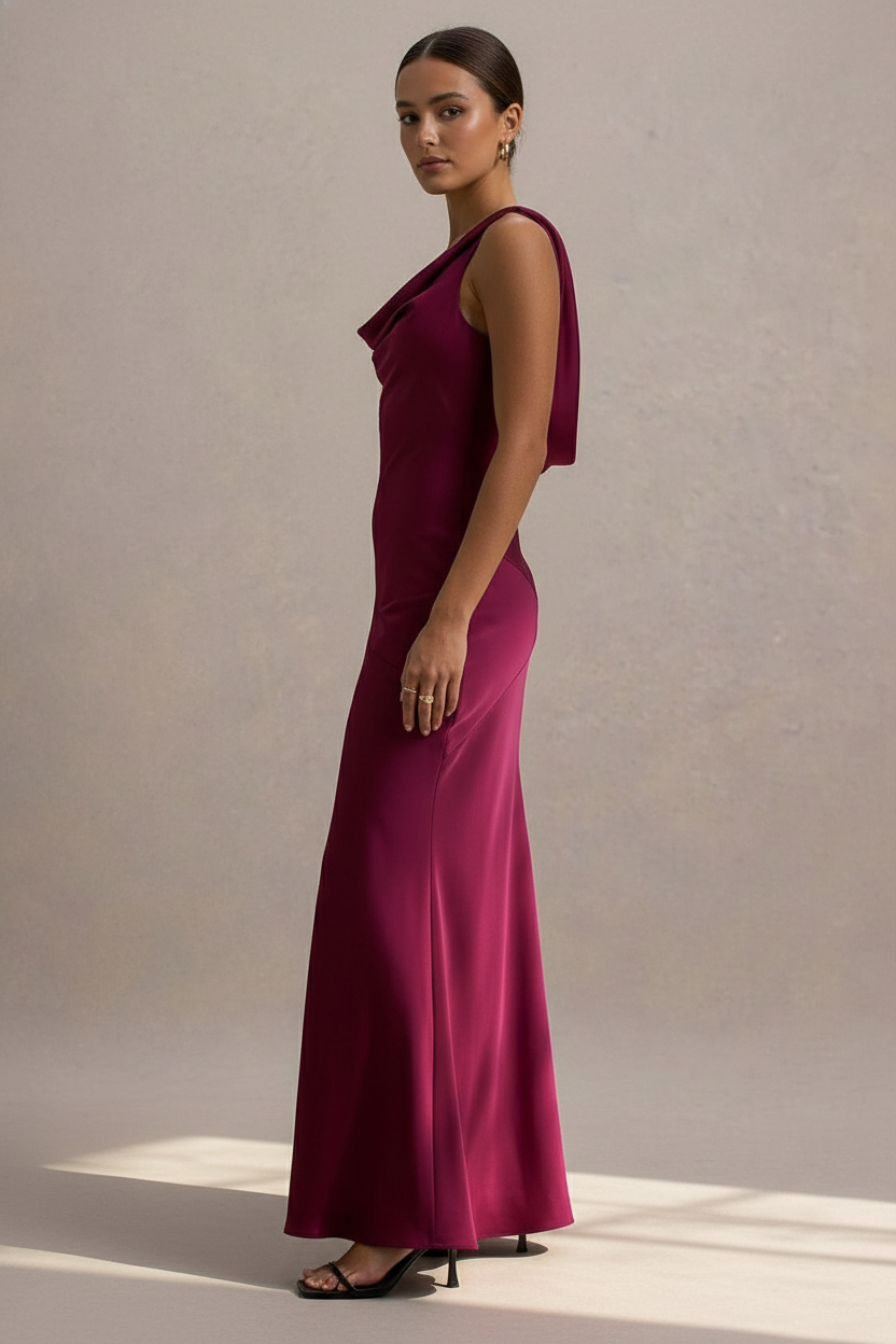 Backless Bodycon Satin Maxi Dress