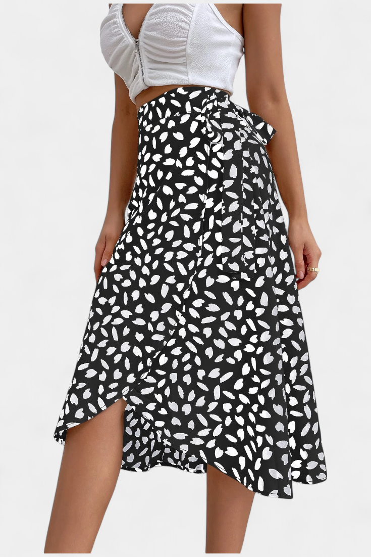 Animal Print Tie Waist Wrap High Low Midi Skirt 5