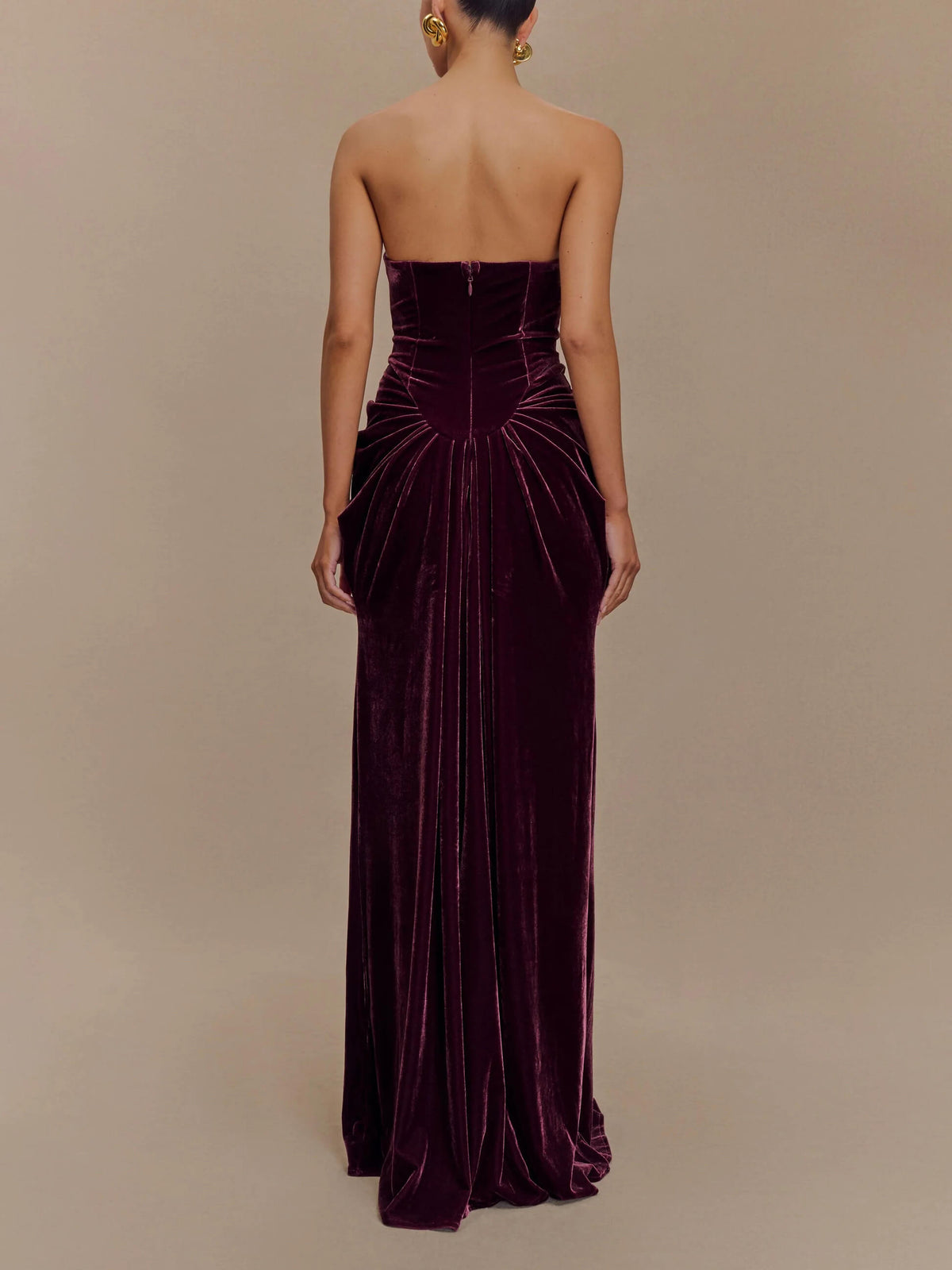 Strapless Velvet Maxi Dress - Plum - View 5