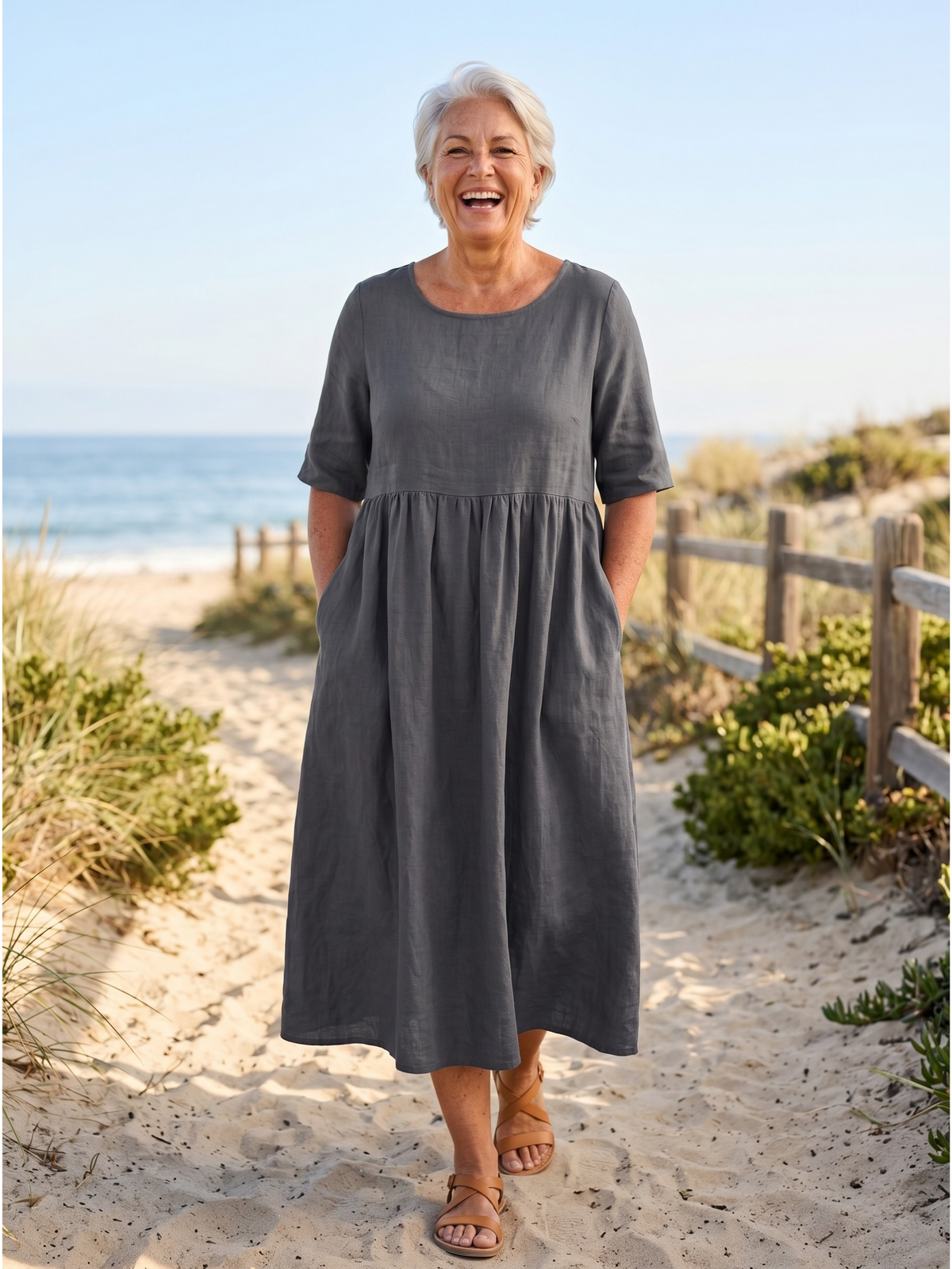 Round Neck Half Sleeve Tiered Maxi Dress 6