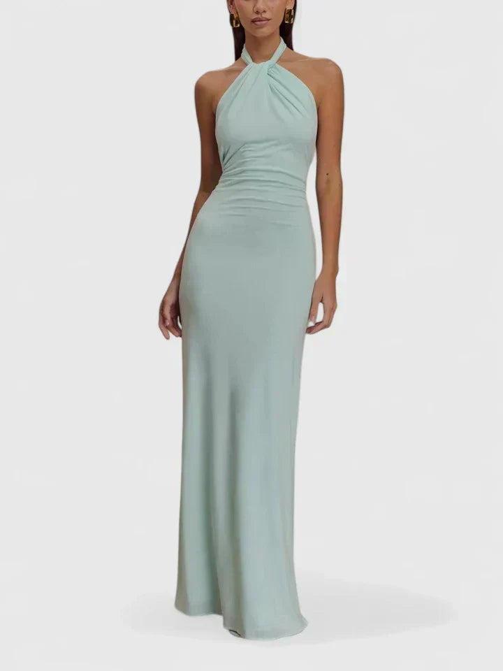 Twist Halter Neck Backless Floor Length Maxi Gown 5