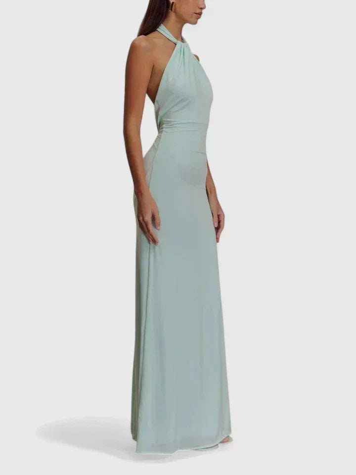 Twist Halter Neck Backless Floor Length Maxi Gown 6