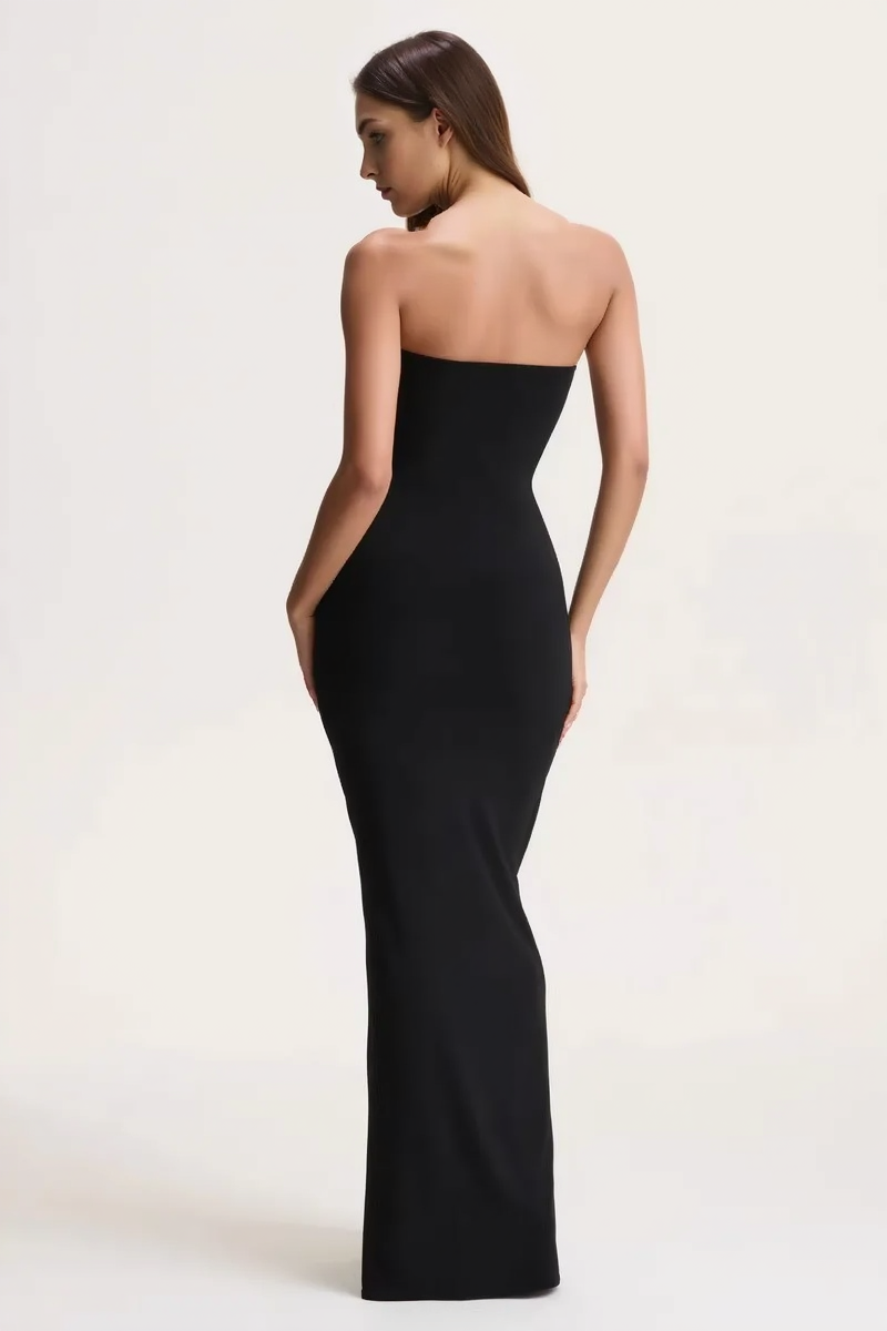 Sleeveless Ruched Waist Cinched Sash Strapless Party Dress