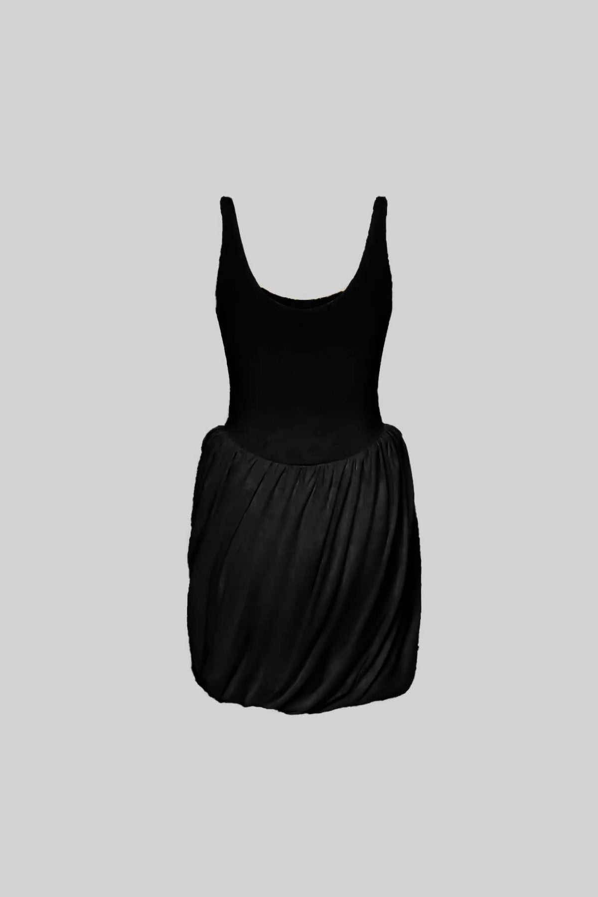 Sleeveless Scoop Neck Drop Waist Draped Wrap High Split Mini Dress - View 5