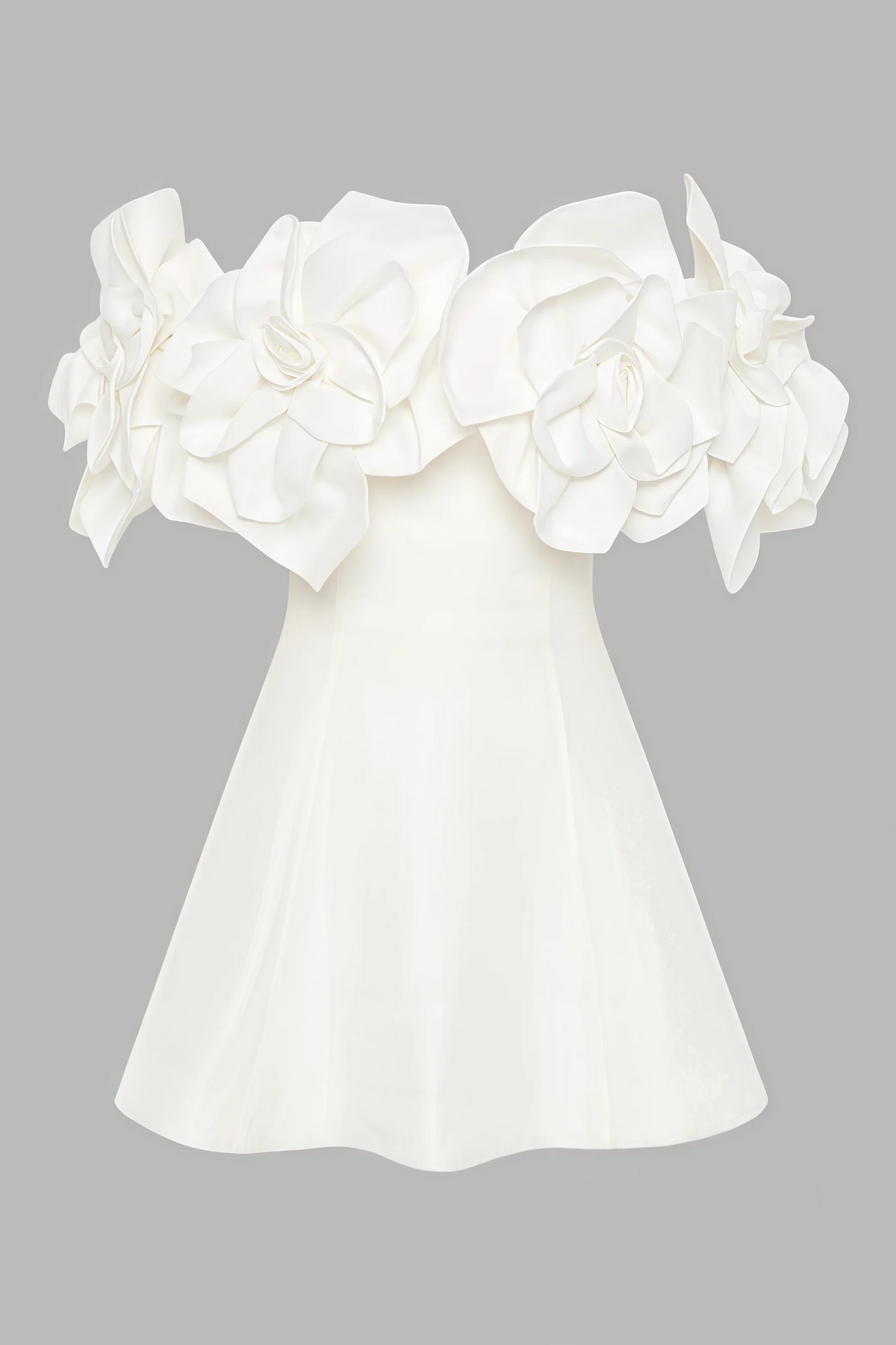 Satin 3D Rose Off Shoulder Fit and Flare Mini Dress - View 6