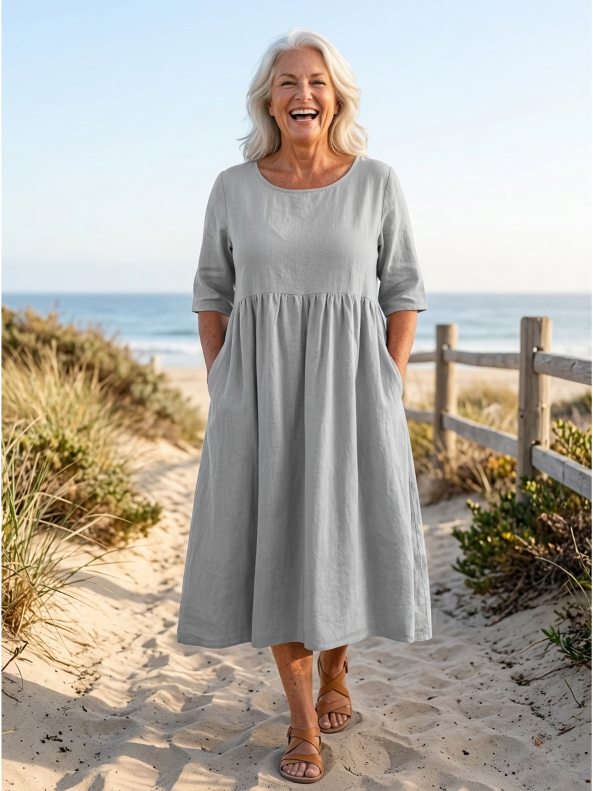 Round Neck Half Sleeve Tiered Maxi Dress 8