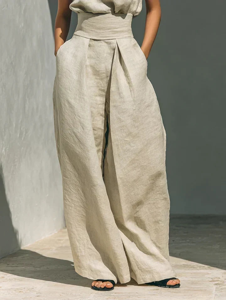 Sleeveless Mock Neck Top and Wide Leg Pants Two Piece Set 7