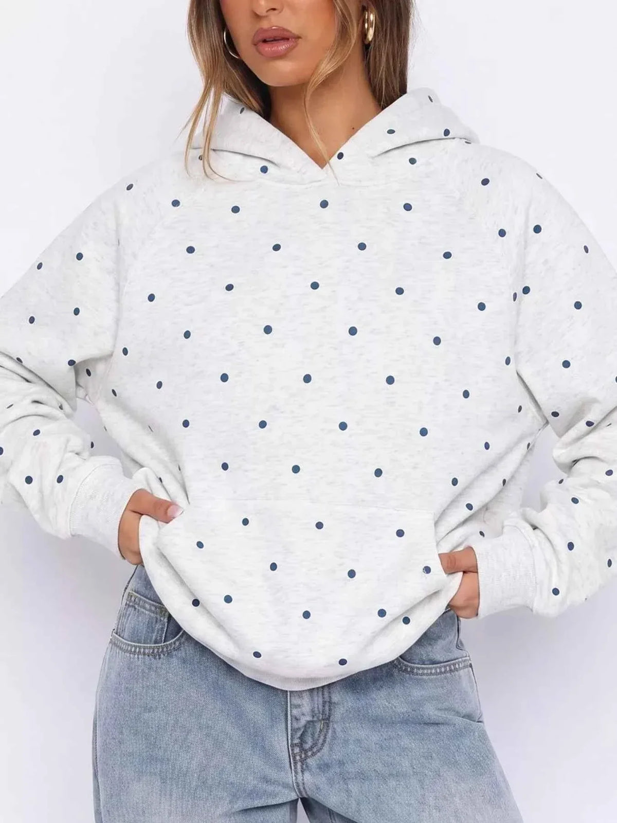 Polka Dot Raglan Sleeve Hoodie