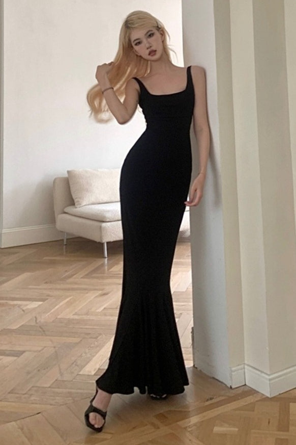Backless Spaghetti Strap Ruffle Fishtail Mermaid Maxi Dress - View 13