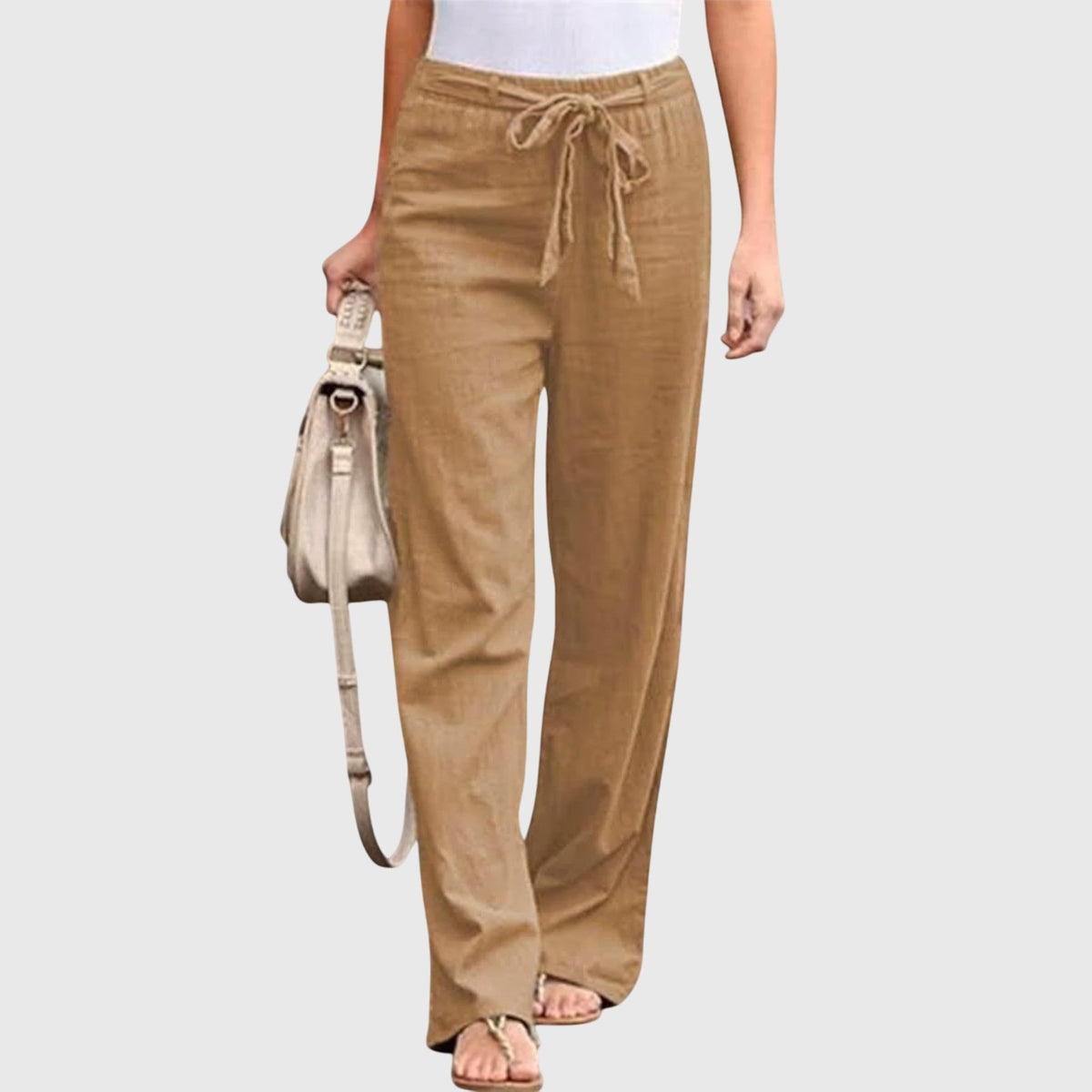 Tie Waist High Rise Wide Leg Pants 3