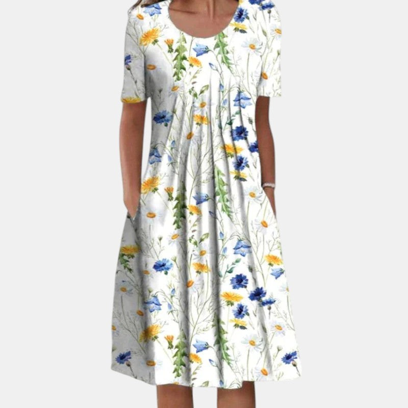 Wildflower Floral Short Sleeve Pleated Midi Dress 2
