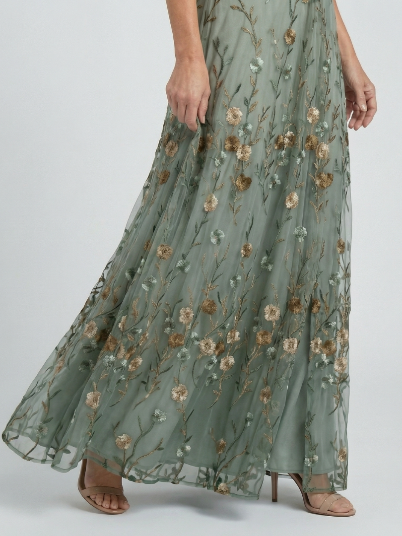 Floral V-Neck Half Sleeve Wrap Maxi Dress 3