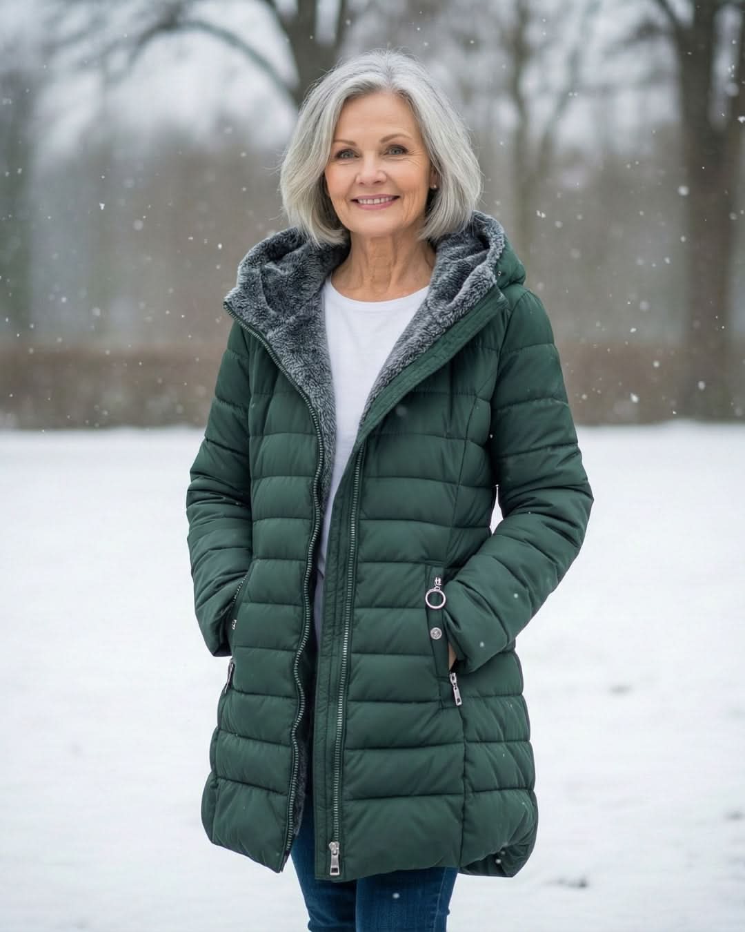 Hooded Faux Fur Lined Zip Front Longline Puffer Coat