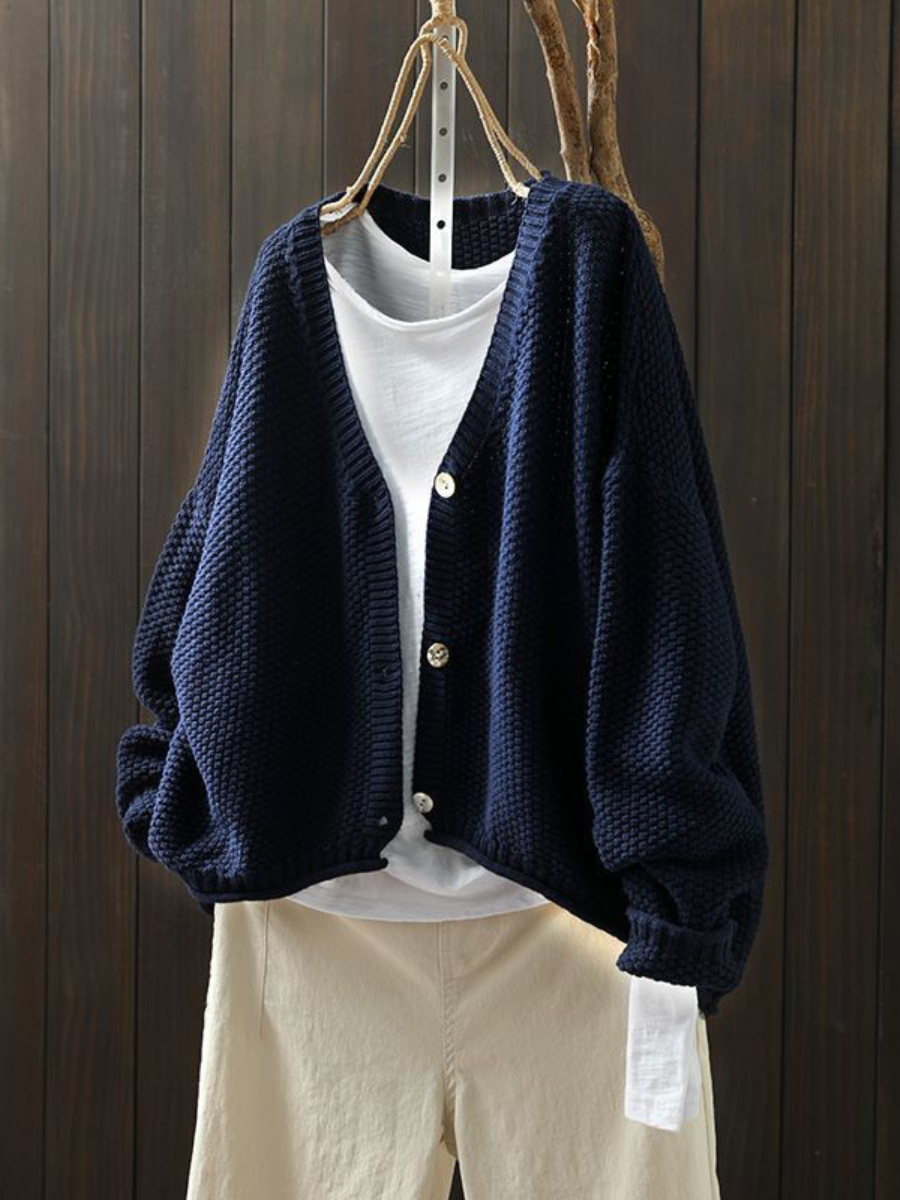 V-Neck Button Front Chunky Knit Oversized Cardigan 5