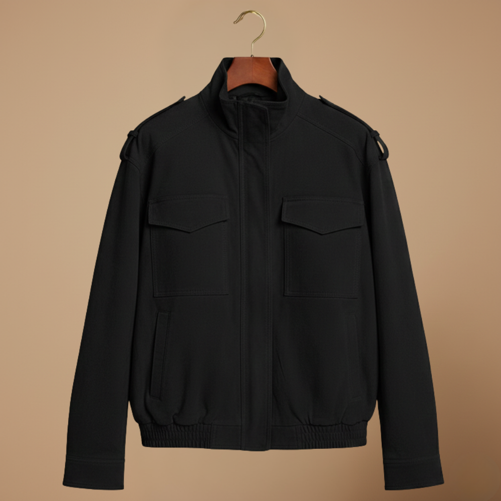 Stand Collar Zip Front Flap Pocket Utility Jacket 11