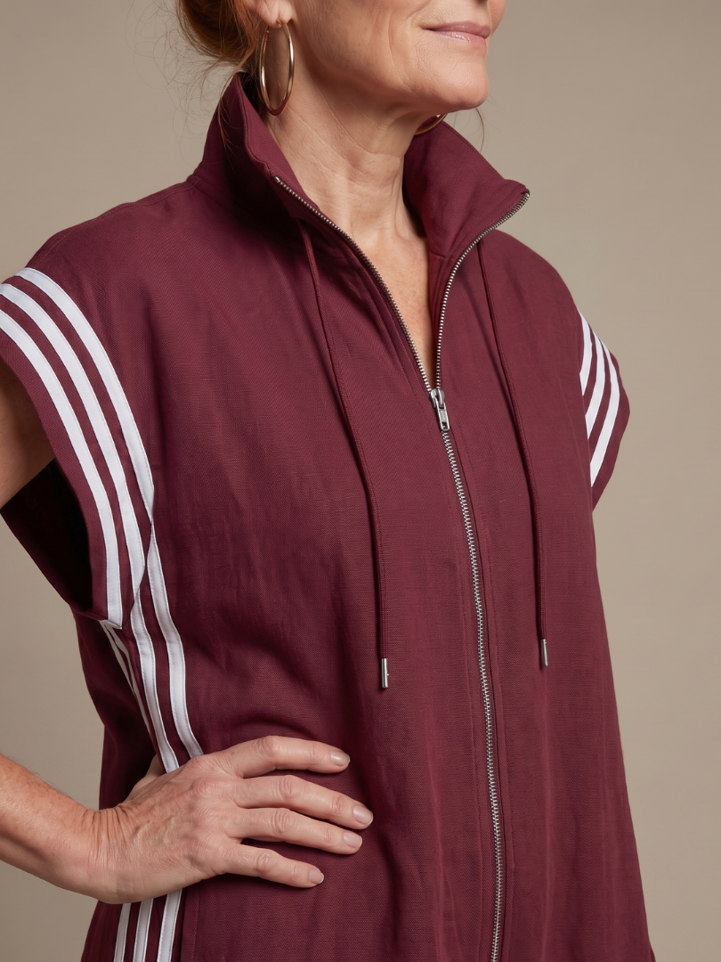 Zip Front Side Stripe Sleeveless Jogger Jumpsuit 3