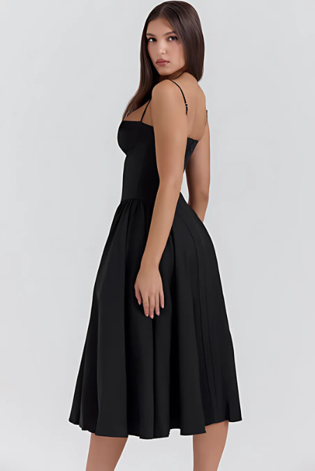 Corset Bodice Strappy Fit and Flare Midi Dress 9