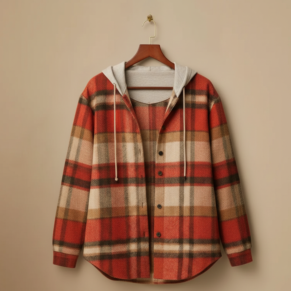 Plaid Sherpa Hooded Button Front Shacket 6
