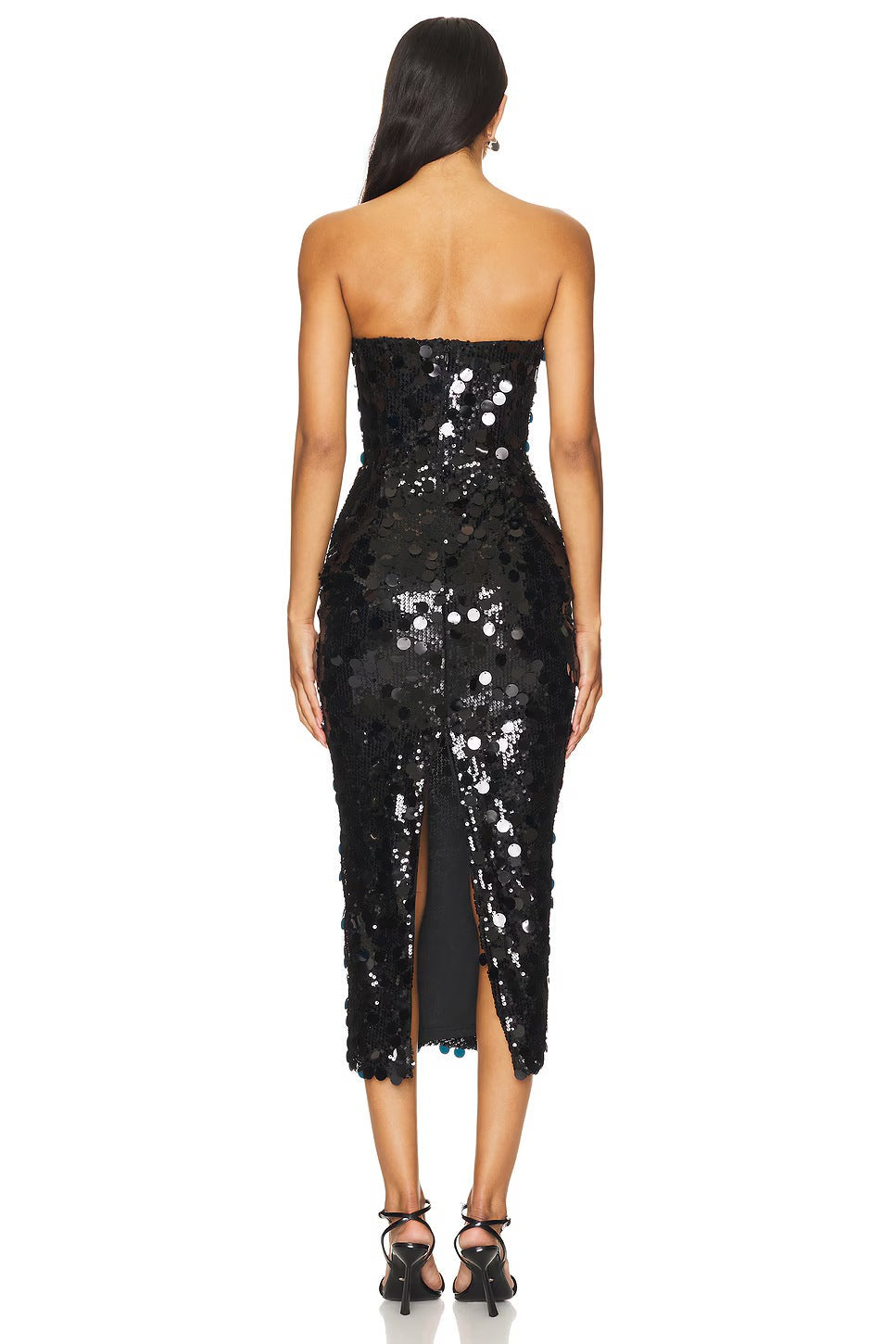 Strapless Sequin Bodycon Midi Cocktail Dress - View 2