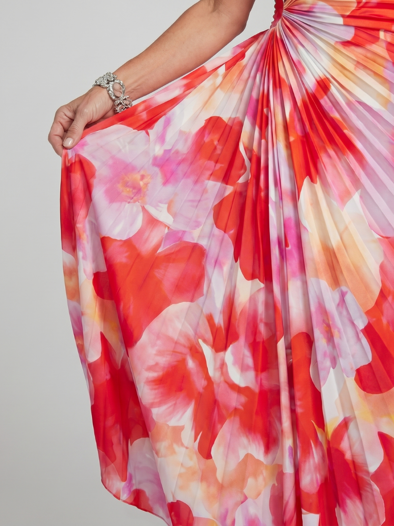 Floral One Shoulder Ruched Maxi Gown 3