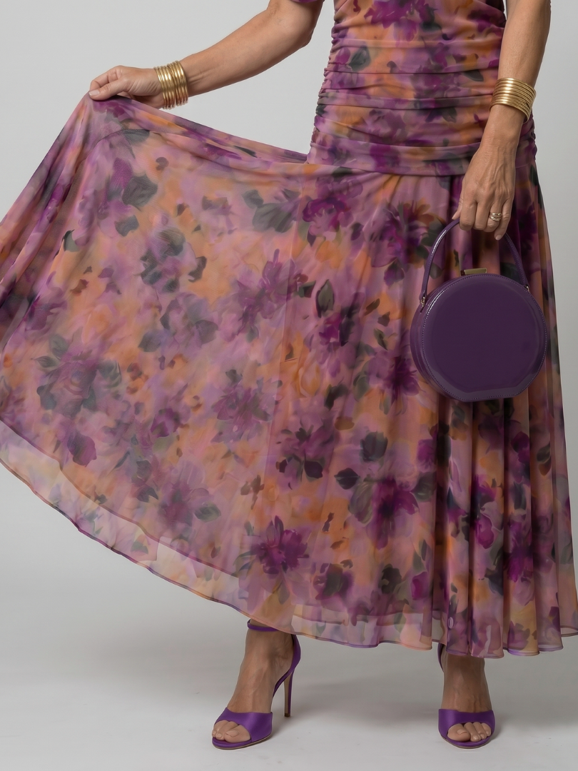 Floral Print Off Shoulder Twist Front Ruched Maxi Dress 3