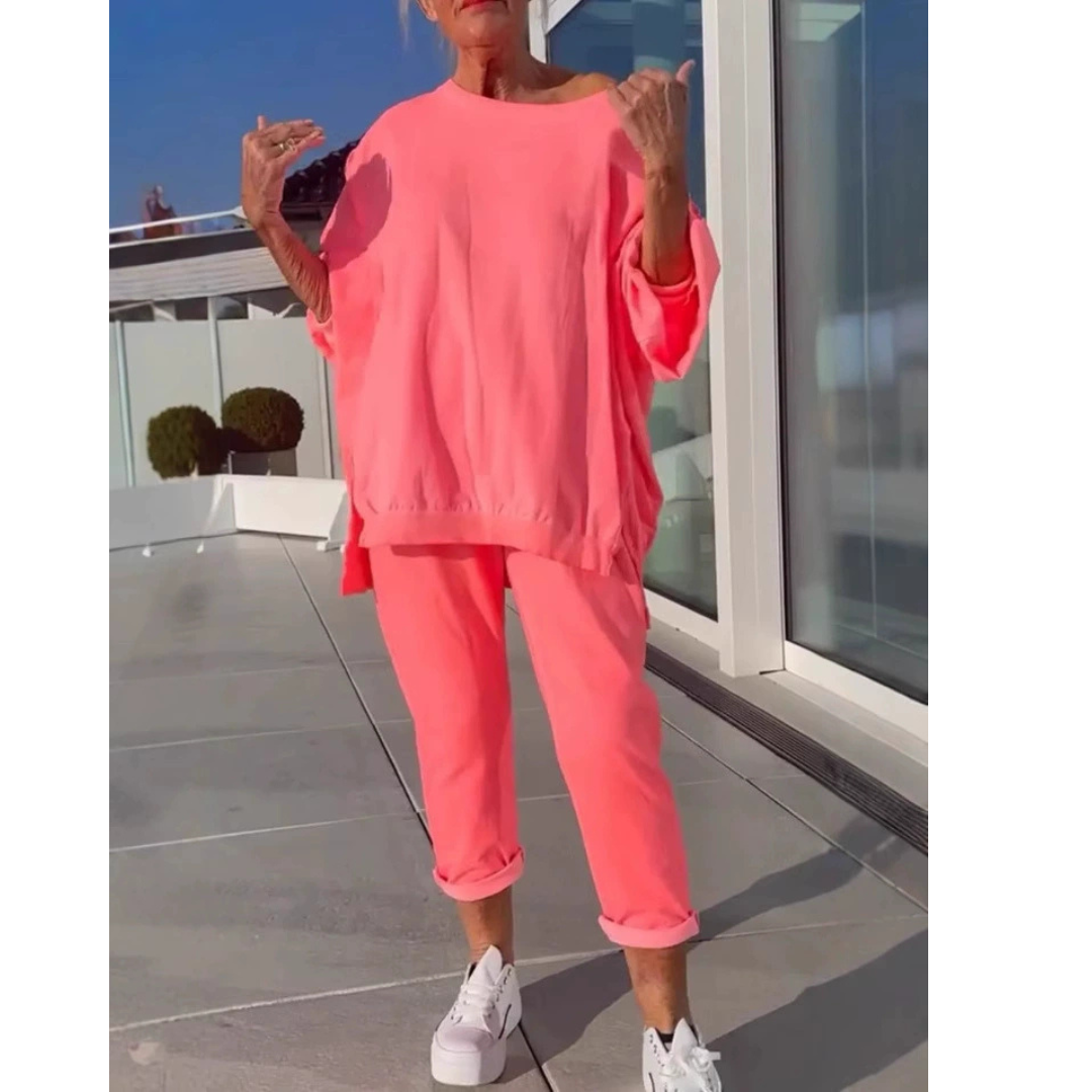 Oversized Long Sleeve Top and Pants Two Piece Set