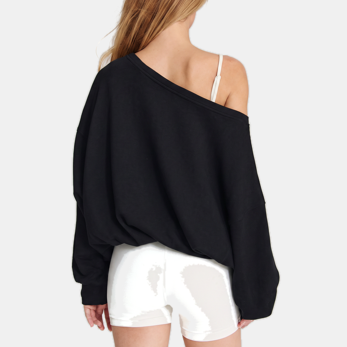 Boat Neck Drawstring Side Oversized Sweatshirt 11