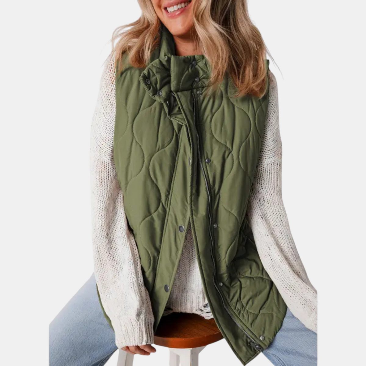 Hooded Zip Front Quilted Puffer Vest 16