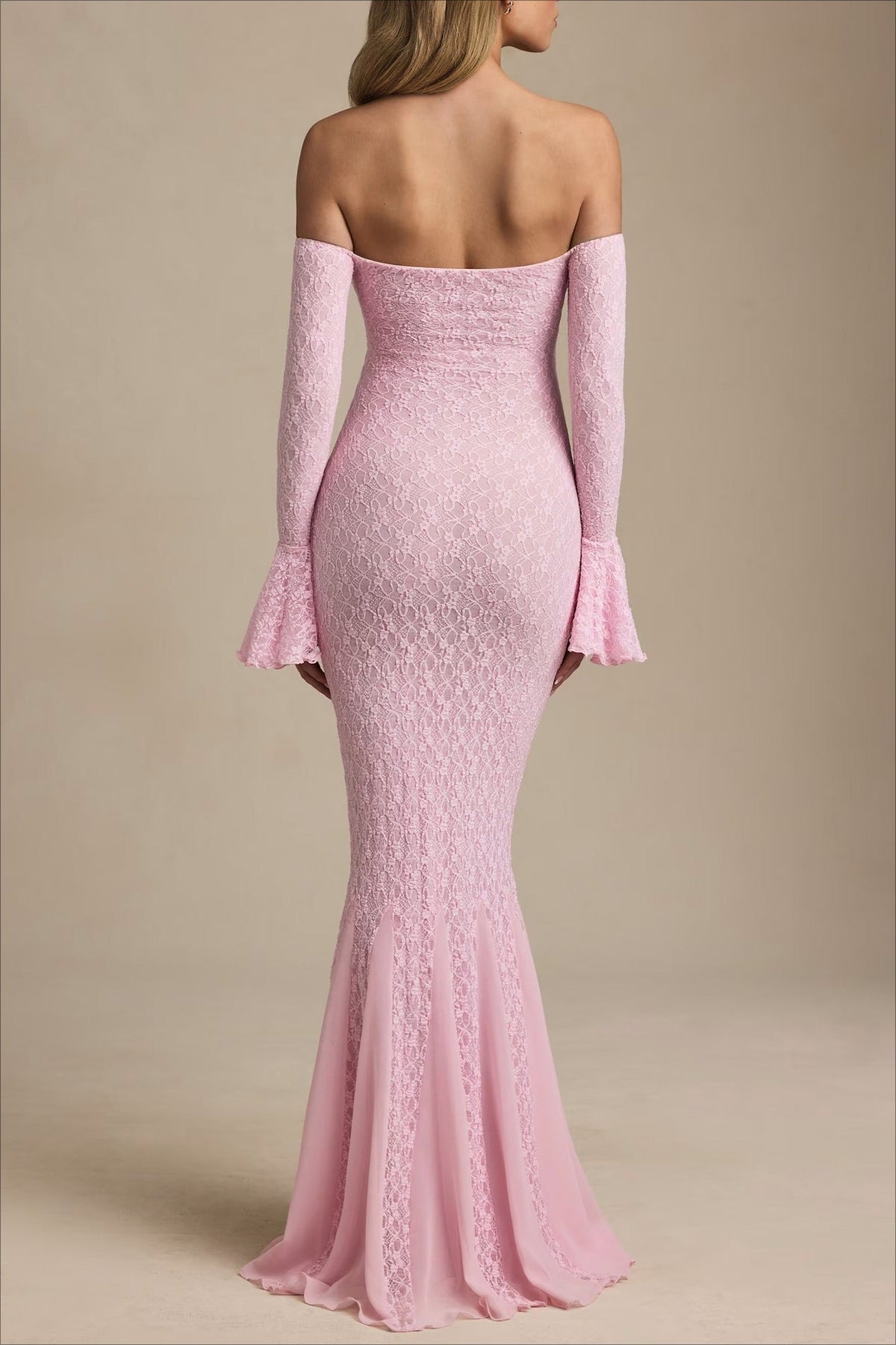 Sequin Off Shoulder Long Sleeve Mermaid Maxi Dress - View 9
