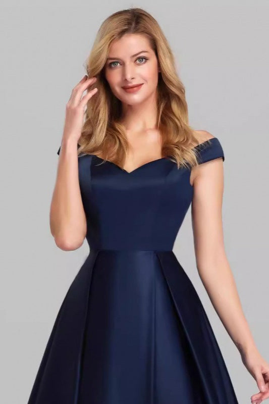 Satin Off Shoulder Sweetheart A-Line Formal Gown - View 4