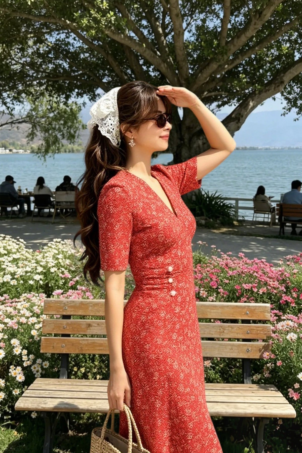 Vintage Washed Floral Midi Dress