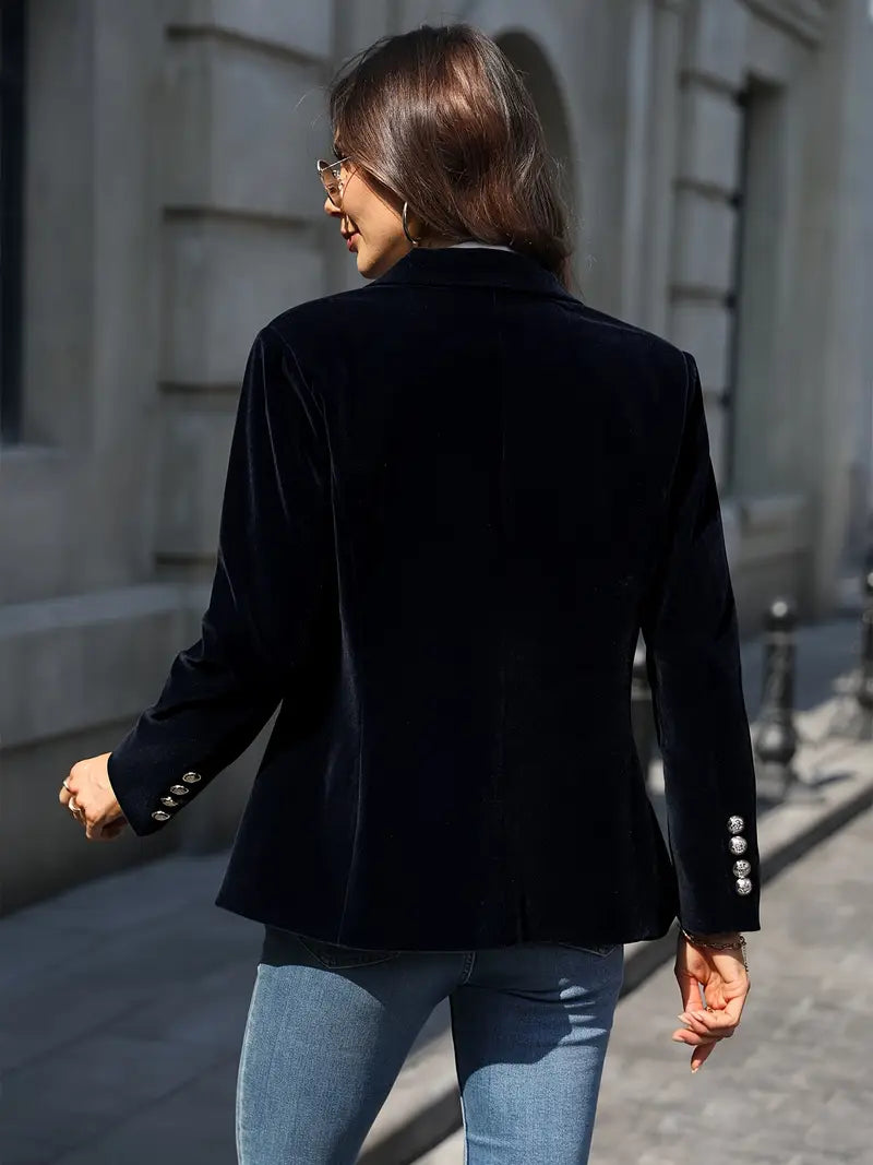 Velvet Single Breasted Blazer 5