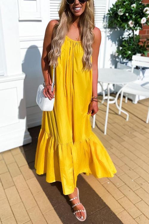 Spaghetti Strap V-Neck Tiered Ruffle Hem Maxi Dress - View 17