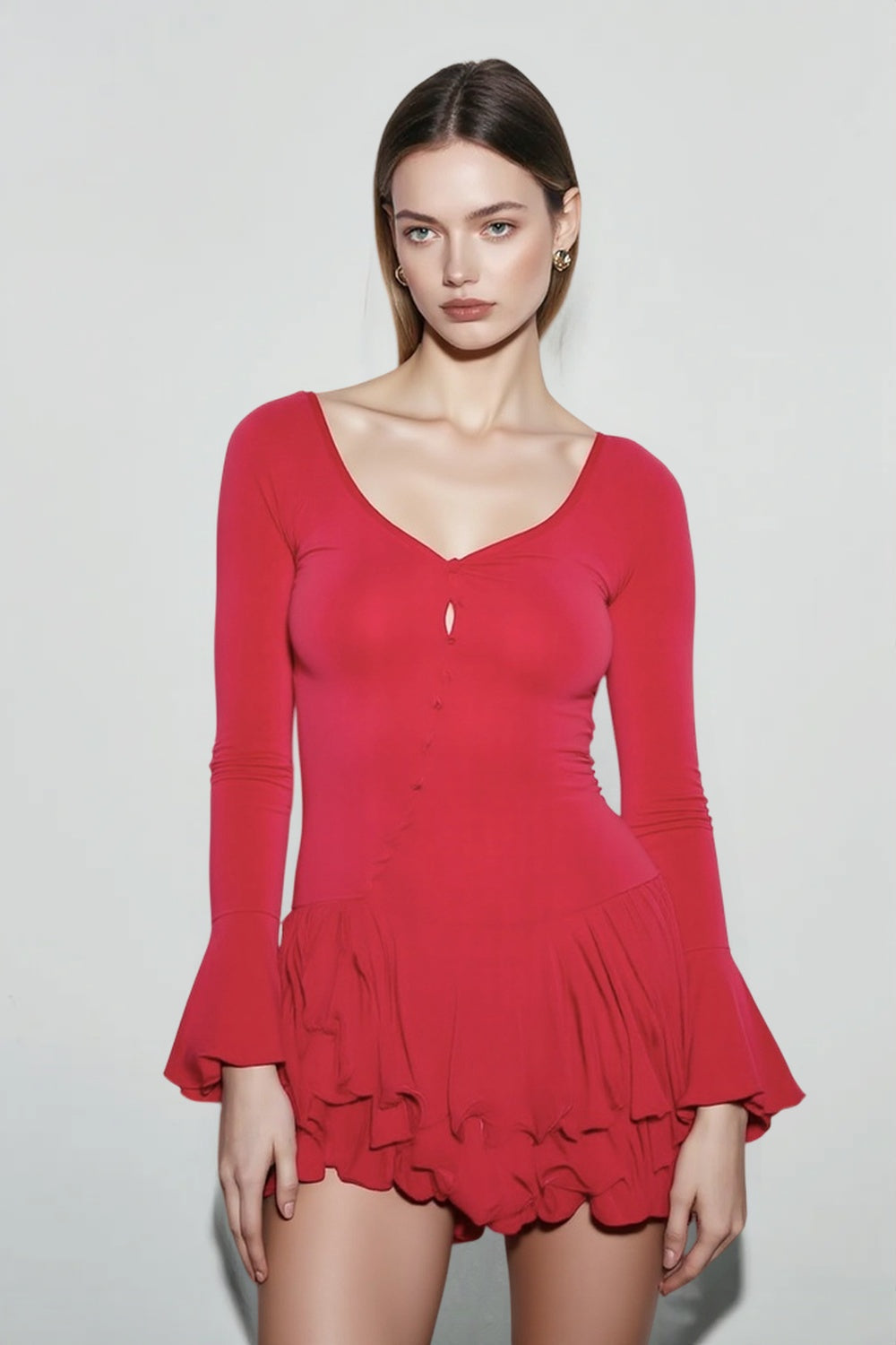 Flare Sleeve Bodycon Party Mini Dress