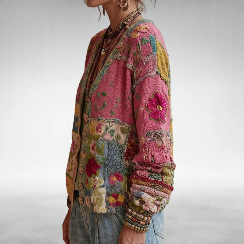 Patchwork Floral Button Front Cardigan 3