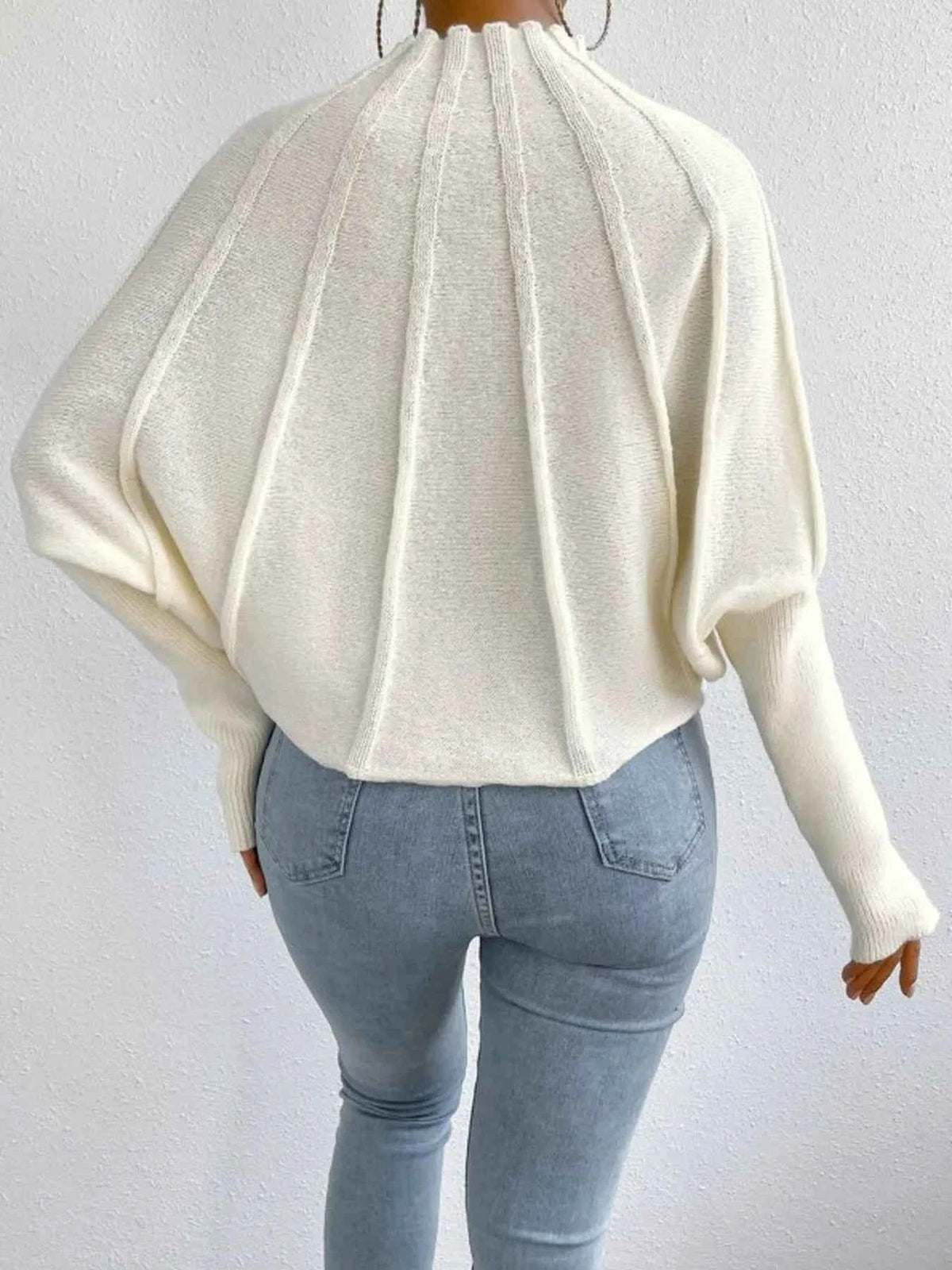Mock Neck Ribbed Long Sleeve Sweater